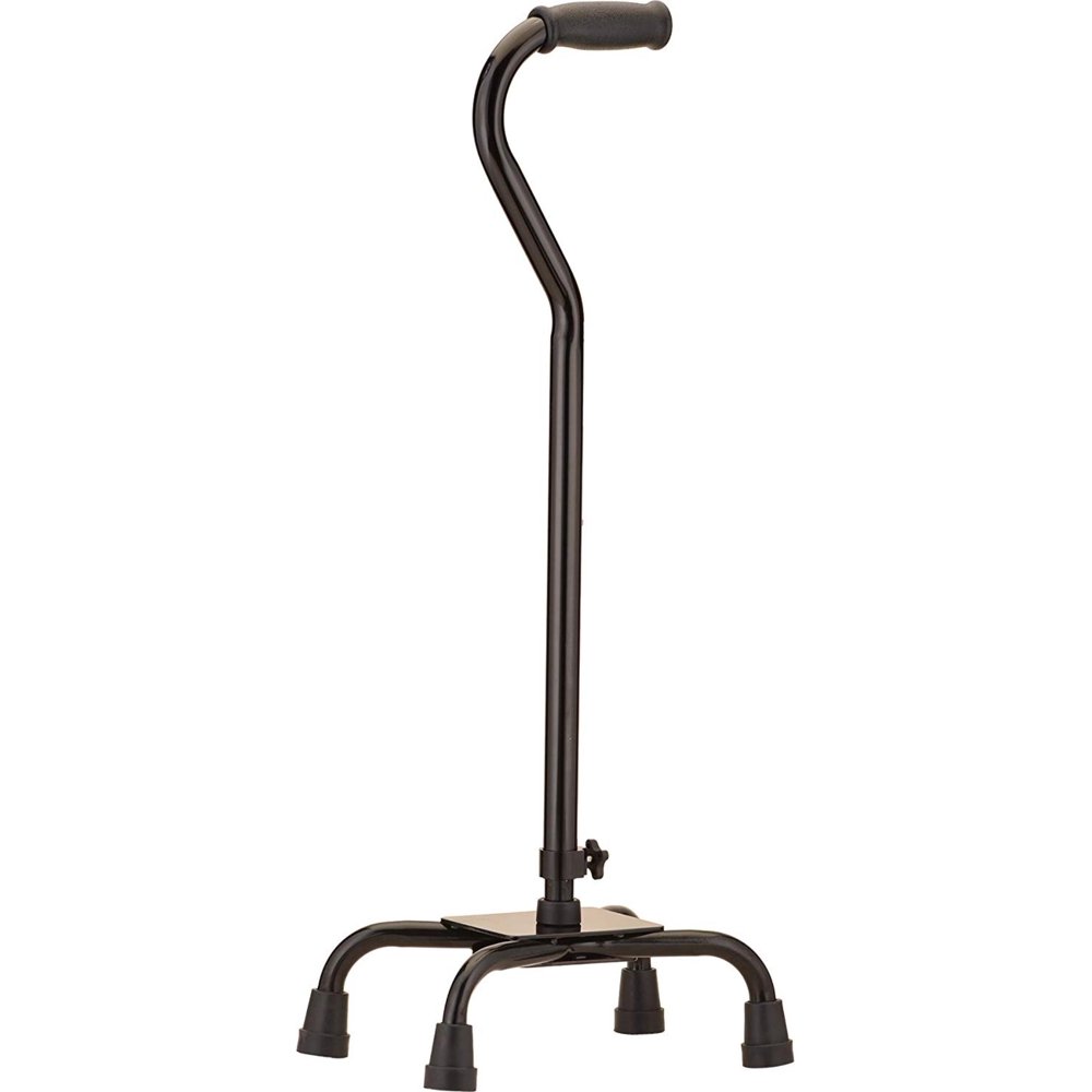 Large Base Quad Walking Cane, Black, 3 Pound, Quad cane has a