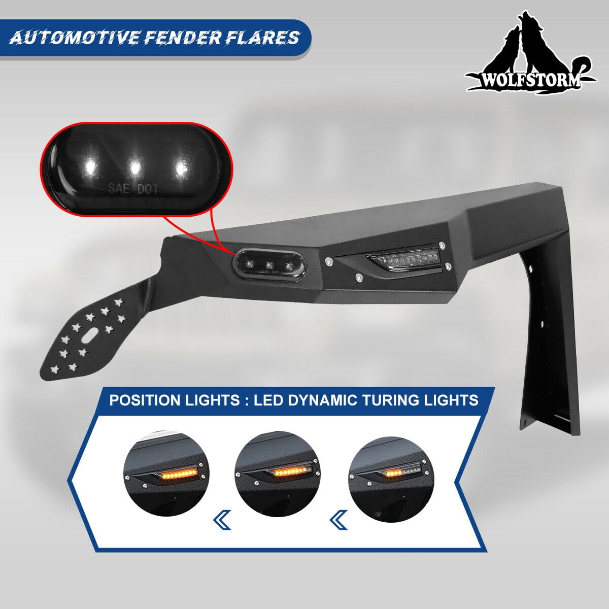 WOLFSTORM Front&Rear Fender Flares Fit for 2018-2021 Jeep Wrangler JL 4 Doors/2 Door,LED DRL Lights and Sequential LED Turn Lights,Jeep Wrangler JL/JLU Fender Flares Replacement Exterior Accessories