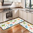 thumbnail image 3 of Dinosaur and Flower White Pattern Anti Fatigue Kitchen Rugs Set Of 2, Non Slip Washable Decorative Floor Mats for Sink Laundry and Home Use, 17"x47", 3 of 5