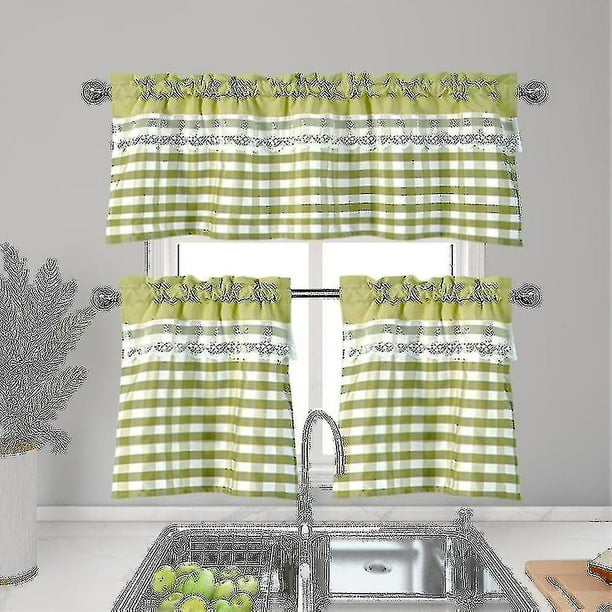 Cortinas de cocina decoración ventana cortina lujo café cenefa Topper cortinas 74cmx61cmamarillo verde