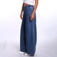 thumbnail image 5 of MIXUE Jeans For Women Solid Color Fashionable Low Waist Denim Pants Elastic Waist Stylish Trousers Sportswear,Blue,M, 5 of 9