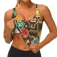 thumbnail image 3 of Fotbe Robot and Monsters Sujetador Deportivo Largo sin Aros para Mujer con Almohadillas y Soporte Medio, Transpirable y Absorbente, Camiseta Tipo Chaleco o Tank Top-Medium, 3 of 8