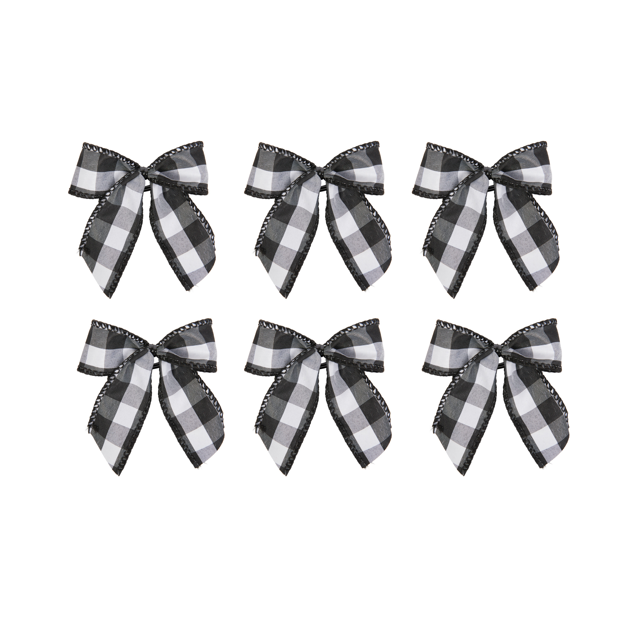 White & Black Buffalo Plaid Mini Bows, 6 Count, by Holiday Time