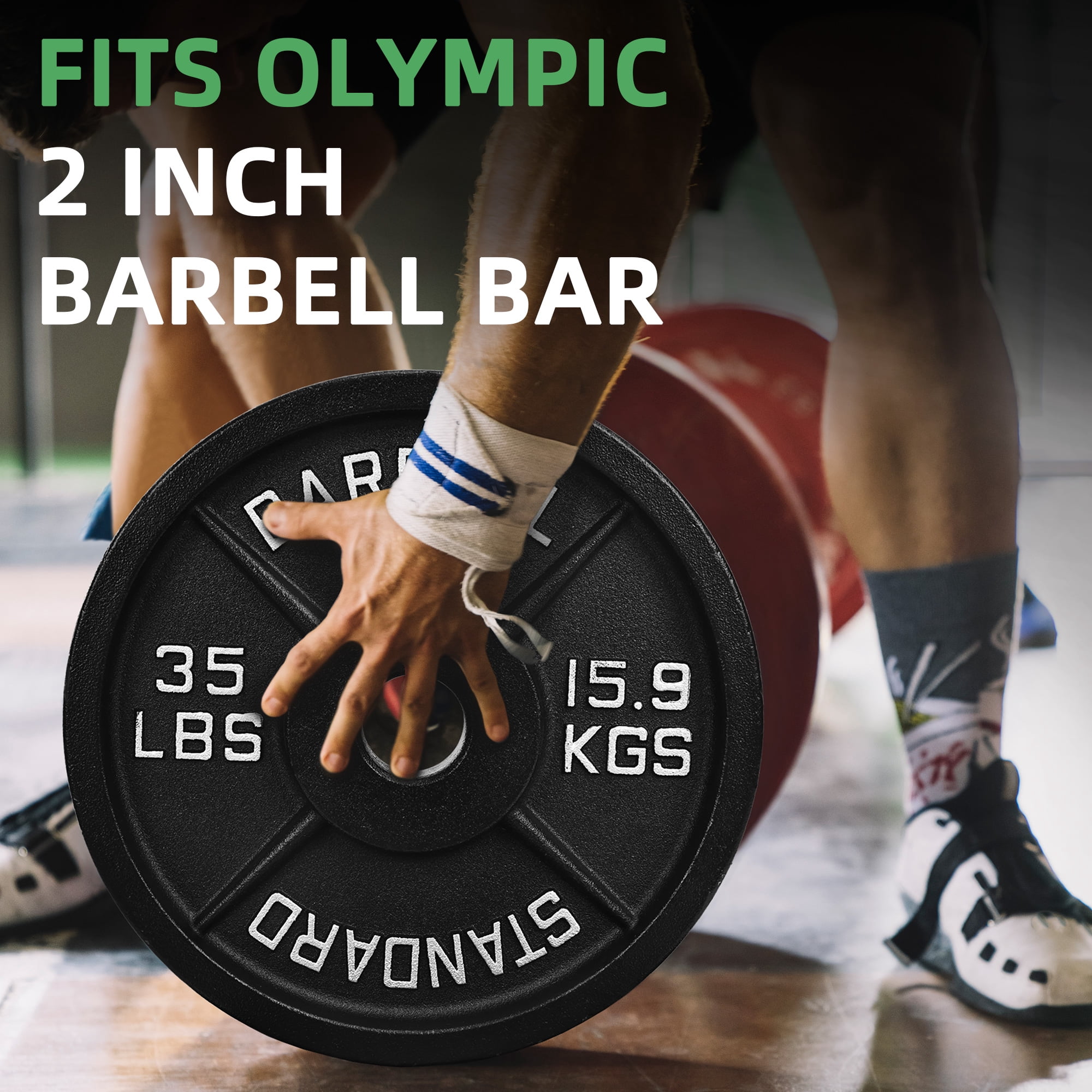 BalanceFrom Classic Cast Iron Weight Plates for Strength Training, 2-Inch, 35-Pound, Single