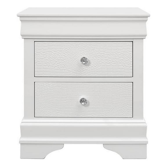 Global Furniture USA Pompei Solid Wood White 2-Drawer Nightstand