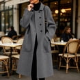 thumbnail image 6 of Plus Size Women's Casual Elegant Solid Color Double Sided Coat Long Sleeve Winter Outerwear Dressy Jacket Soft Cozy Warm Work Office | CSEONE,Gray 2XL, 6 of 8