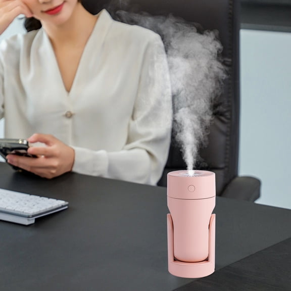 Oggfader Humidifier for Room Humidifiers Mini Humidifier With Adjust able Angle 260ml Water Tank Small Humidifier USB Powered 7 Color LED For Bedroom Home Office Pink