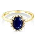 thumbnail image 3 of Gem Stone King 10K Yellow Gold Oval Blue Sapphire and Diamond Engagement Ring for Women (1.79 Cttw, Gemstone Birthstone), 3 of 6