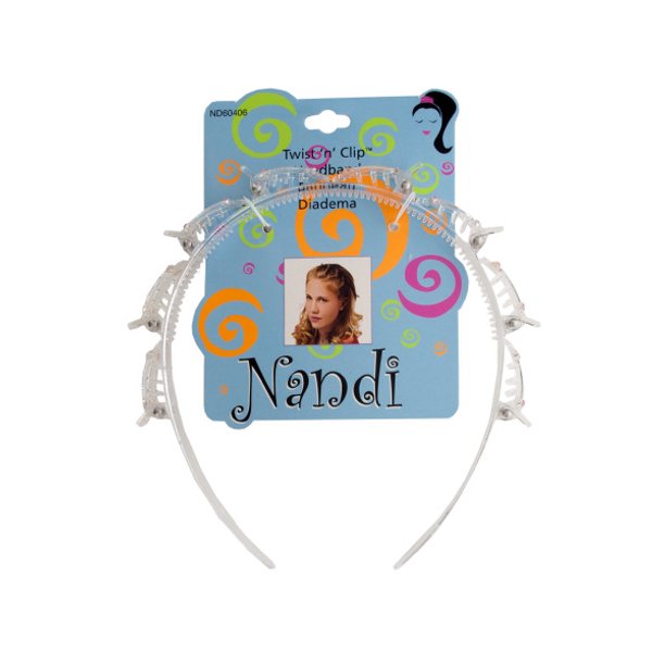 Twist 'N' Clip Clear Rhinestone Headband, 24 Count