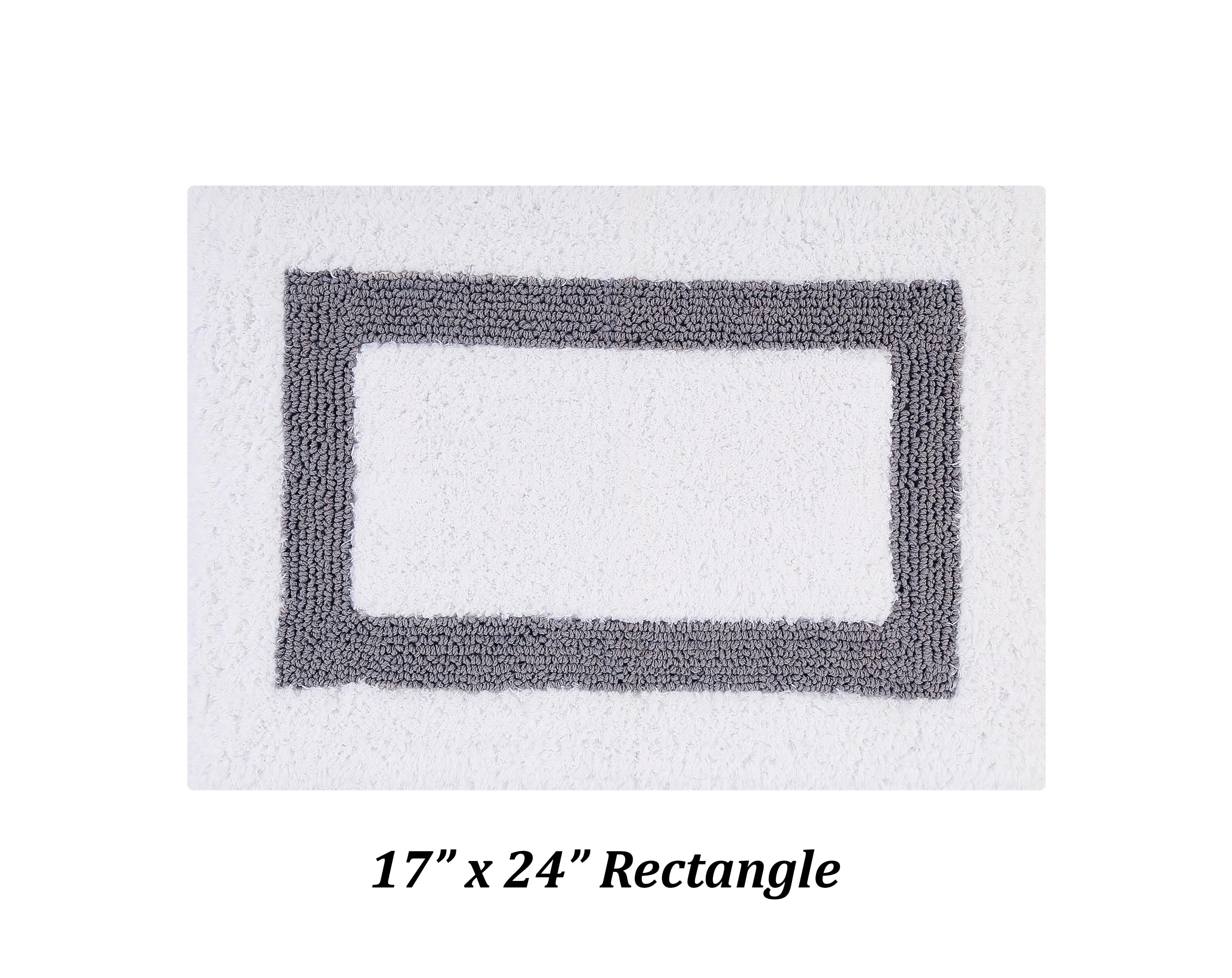 Better Trends 3 Piece Bath Rug Set 100% Cotton Tufted Bathroom Rug Water Absorbent, Reversible Machine Washable Runner Mat for Bathroom Floor Decor, Bathtub,Laundry Room Hotel Collection - White/Gray