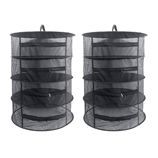 2pcs Red de secado plegable de hierbas Bandeja de malla Estante Jardín al 4 niveles