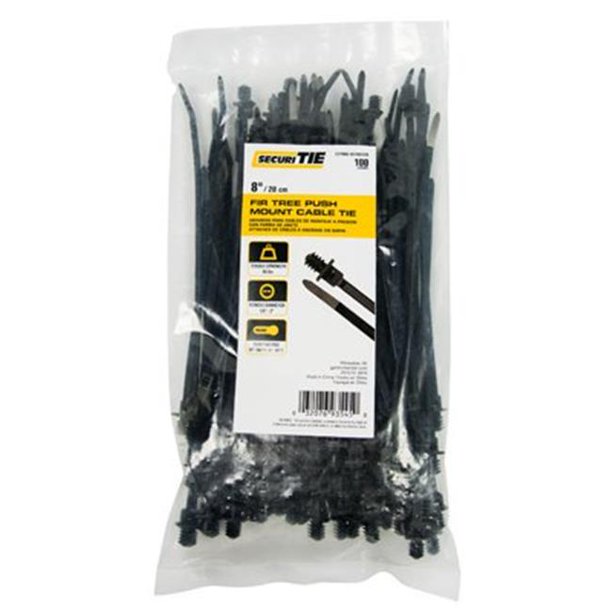 Gardner Bender 221036 8 in. Fir Tree Push Mount Cable Tie, Black 100