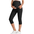 thumbnail image 2 of Purcolt Womens Maternity Leggings Stretchy Over The Belly Workout Yoga Capris Buttery Soft Tummy Control Cropped Pregnancy Pants with Pockets, 2 of 8