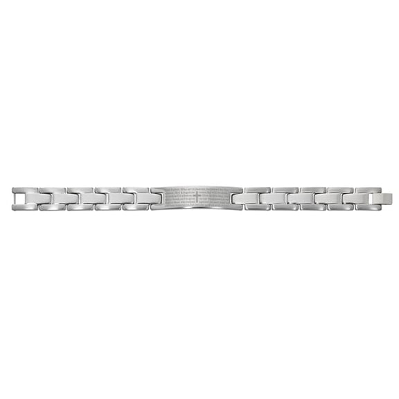 McVan BR888 8 in. Mens Our Father Stainless Steel Bracelet - Black