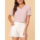 thumbnail image 5 of CAMISA DE BOTONES PARA MUJERES INSPIRE CHIC CON ESCOTE EN V Y MANGA CORTA, TOP FLORAL ROSA M, 5 of 6