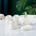 thumbnail image 3 of Ceramics White Bathroom Accories SetGold Marble Look Bathroom Decor Modern 6 Piece Bathroom Accory Set Complete with Soap Dispenser Toothbrush Holder Tumbler Tray Countertop, 3 of 10