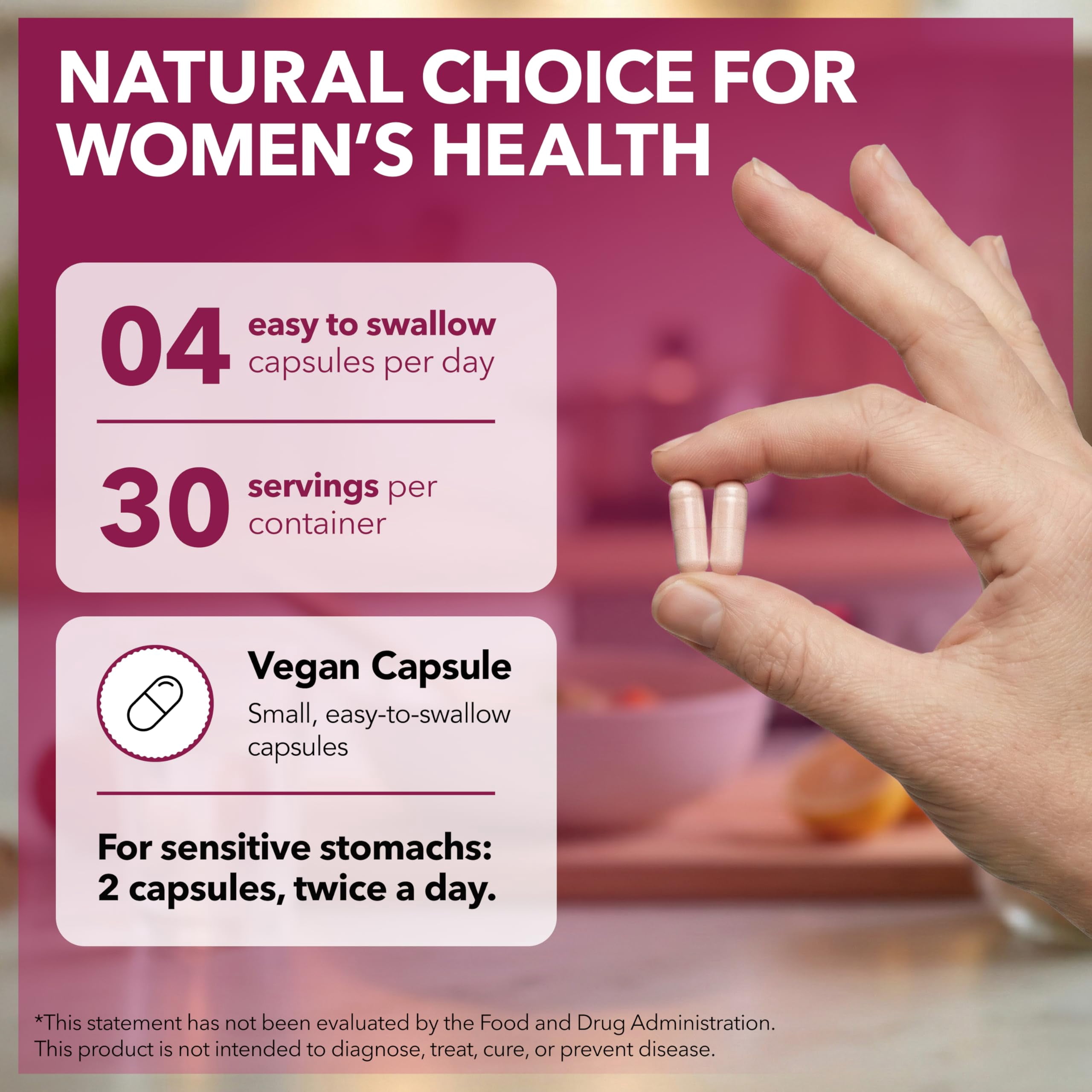 Intimate Rose Myo-Inositol & D-Chiro Inositol Supplement with Folate and Vitamin D - Support Hormonal Balance, Regular Cycles and Ovarian Health - 30-Day Supply - 40:1 Ratio Capsules