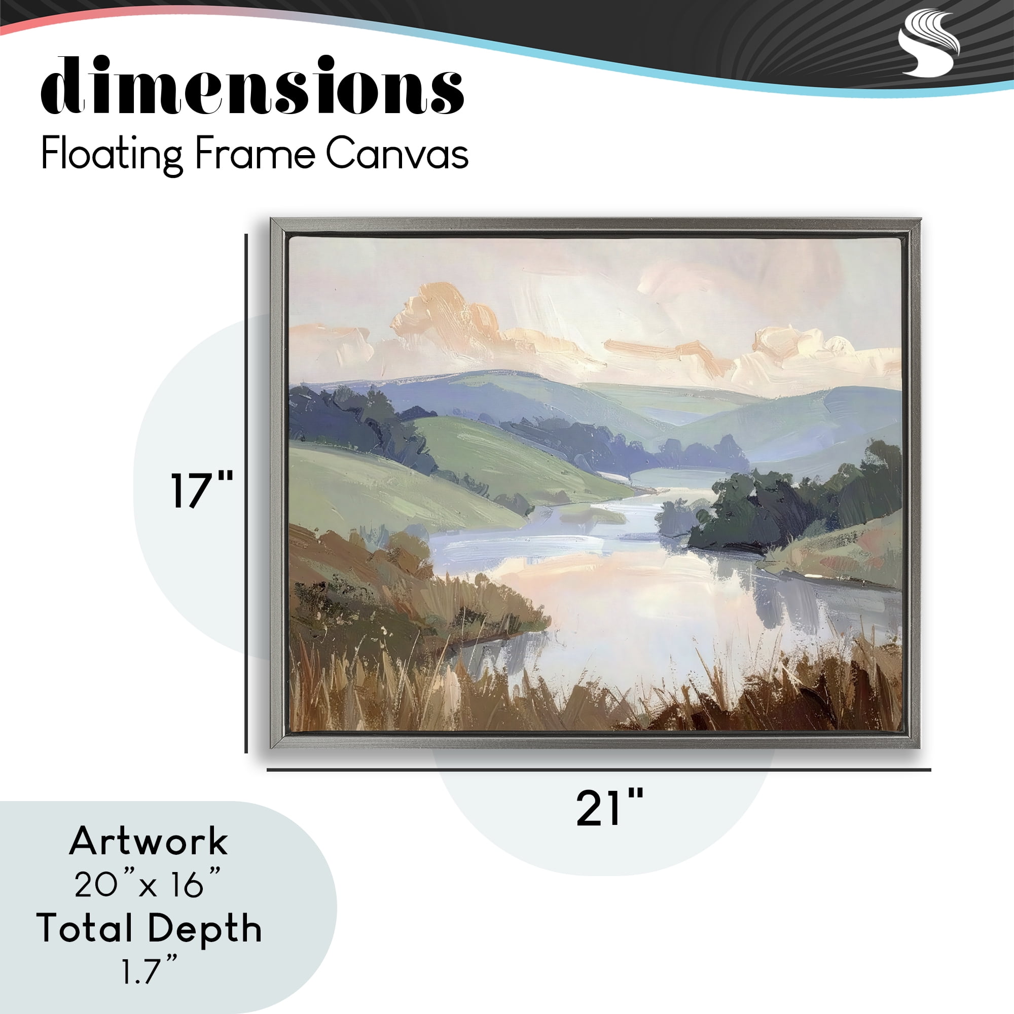 Stupell Industries Muted Distant Mountains Gray Framed Floater Canvas Wall Art, design by Alonza Saunders