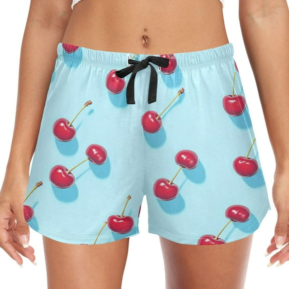 Women's Soft Sleep Shorts Relaxed Fit Lounge Pajama Bottoms Shorts for Women Pajama for Home and Comfort Small Cherry