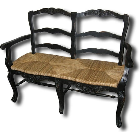 French Country Settee | Antiqued Blackwash Finish