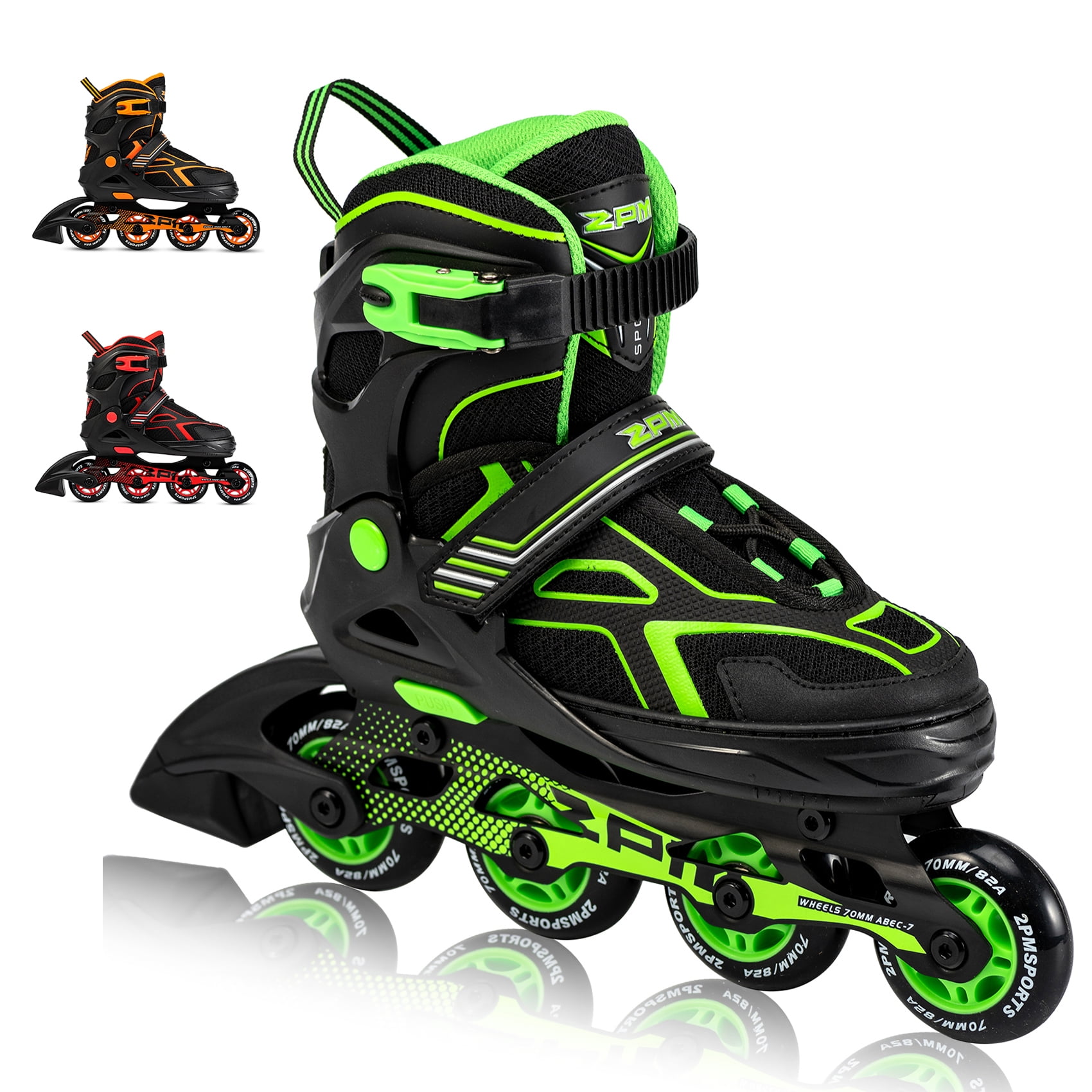 2PM SPORTS Torinx Orange/Red/Green Black Boys Adjustable Inline Skates Fun Roller Blades for Kids Men and Ladies Beginner Roller Skates for Girls 