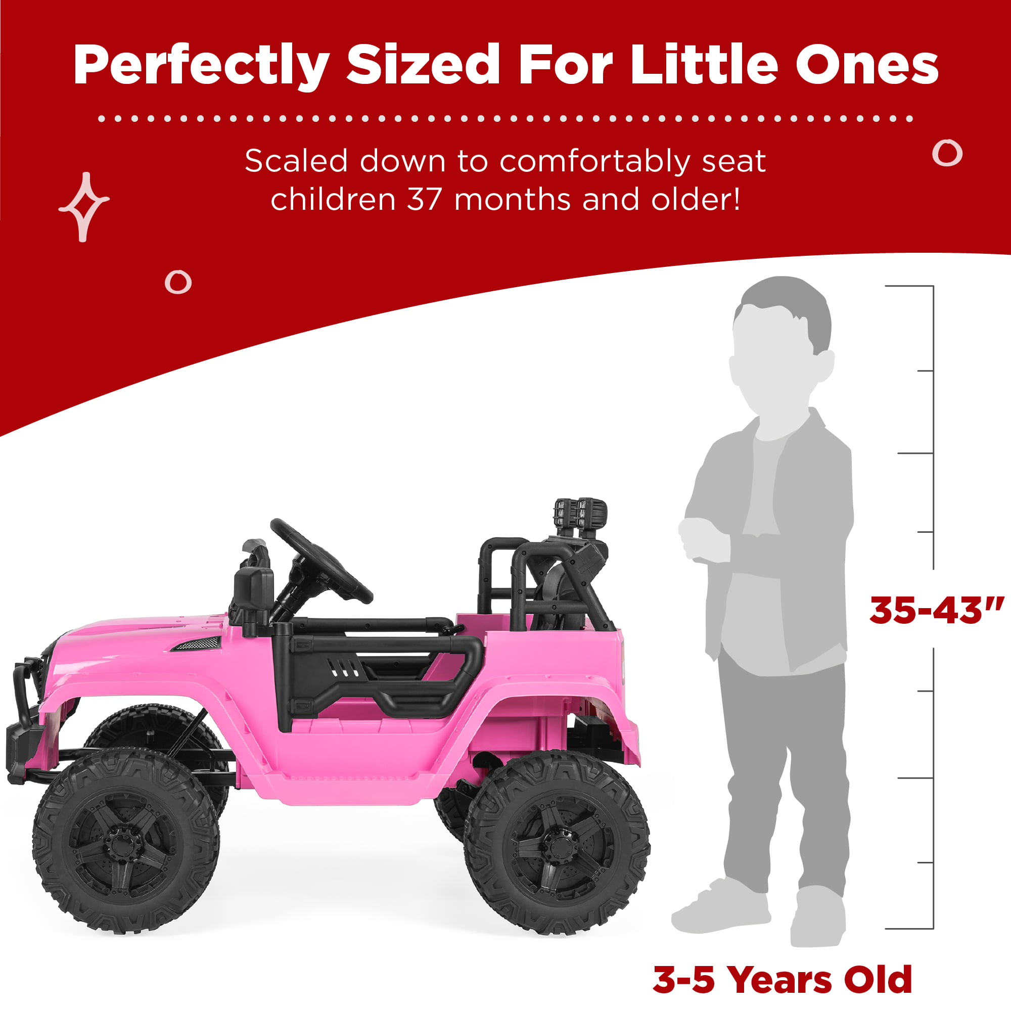 12V Electric 3 Speed Kid Ride On Remote Control Car Jeep Children Toy Pink USA 