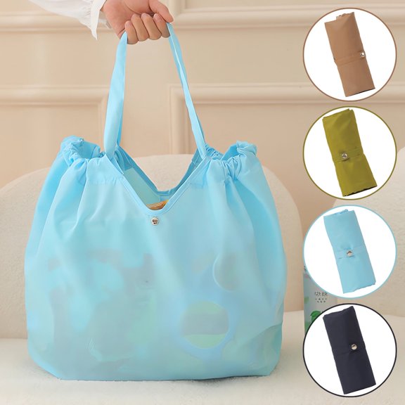 Folding Travel Tote Bag - Waterproof Large Capacity Sundry Storage Organizer • Portable Polyester • Navy/Blue/Green/Khaki • Lightweight, Durable, Secure Buckle for Shopping, Everyday Use