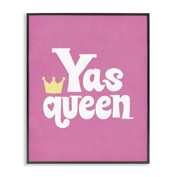 Stupell Industries Yas Queen with Crown Text & Numbers Painting Black Framed Art Print Wall Art, 11 x 14