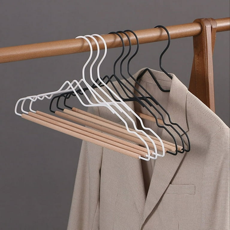 5 PCS Iron and Wood Coat Hanger with Recess Design for Coat Trousers Rack