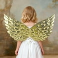 thumbnail image 2 of BRICH Wings for Kids Feather Wings Outfits for Performance Dance Play Gold One Size, 2 of 4