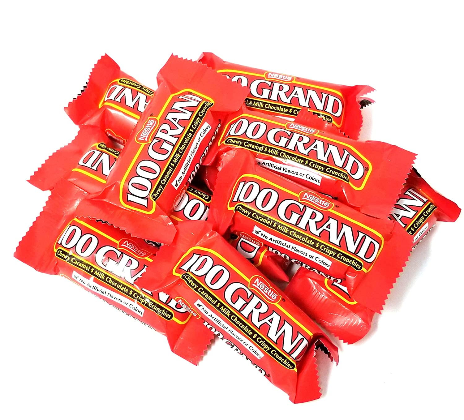 Nestle 100 Grand Milk Chocolate Candy Bar Fun Size, Chewy Caramel Treat, 2 Lbs