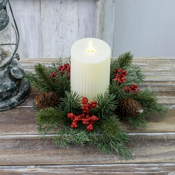 Christmas Table Decoration Wreath Candle Candlestick Fall Decor for Fireplace Porch Table Garland for Home Party Indoor Outdoor Festival Holiday Party Supplies 9.84 in