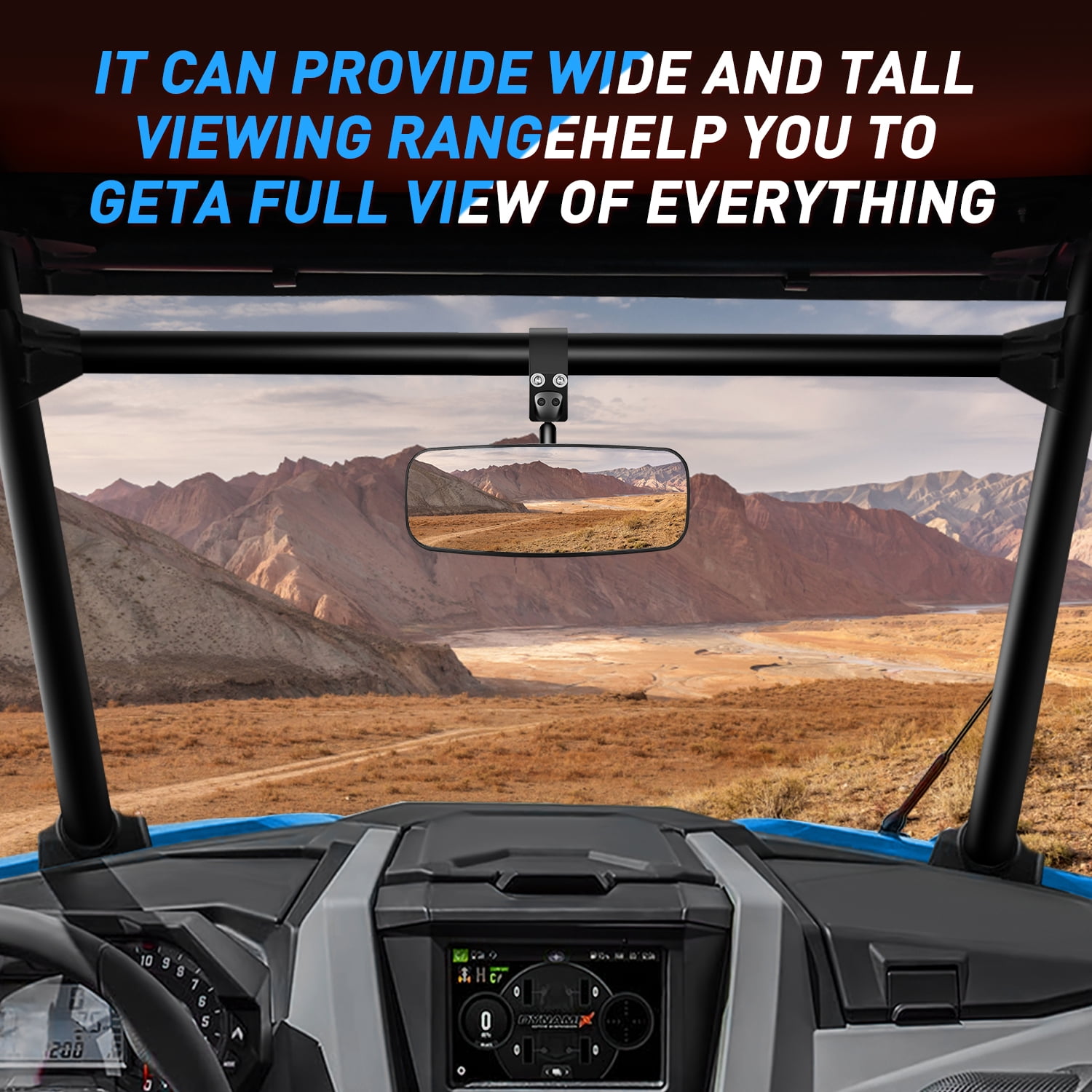 Nilight UTV Rear View Mirror 12inch Wide Clear Convex Center Mirror with 1.75" to 2" Clamps Adjustable 360 Degree for Polaris Rzr Pro XP R Pioneer 1000 Can Am Maverick X3 Kawasaki, 2 Years Warranty