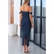 thumbnail image 2 of Vestido PRETTYGARDEN para mujer 2025, verano, hombros descubiertos, azul marino, 2 of 9