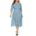 thumbnail image 2 of Eternatastic Womens Scooped Neckline Floral lace Top Plus Size Cocktail Party Midi Dress 3XL DustyBlue, 2 of 5