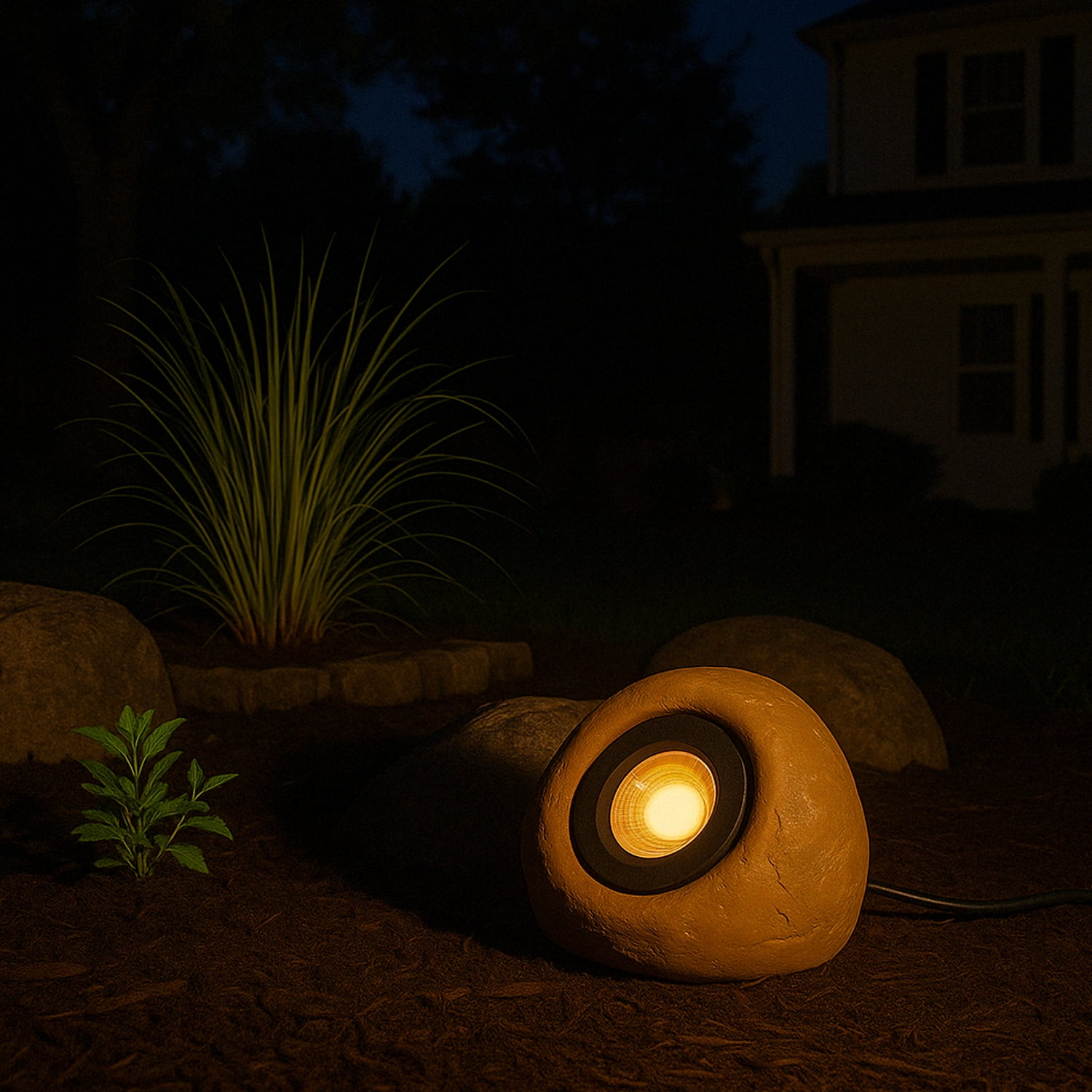 8 Pack 5CCT LED Garden Landscape Lighting, 12-24V AC/DC, 5W Low Voltage Outdoor Landscape Spotlights for Garden & Yard, Round Stone Light, IP65 Weatherproof, Yellow