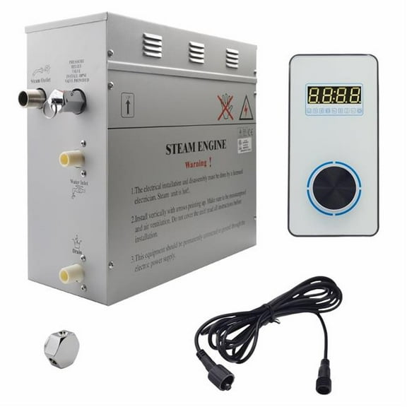 Steam Planet GH6VW Superior Encore 6 kW Self-Draining Steam Bath Generator Kit & Vertical Digital Keypad, White