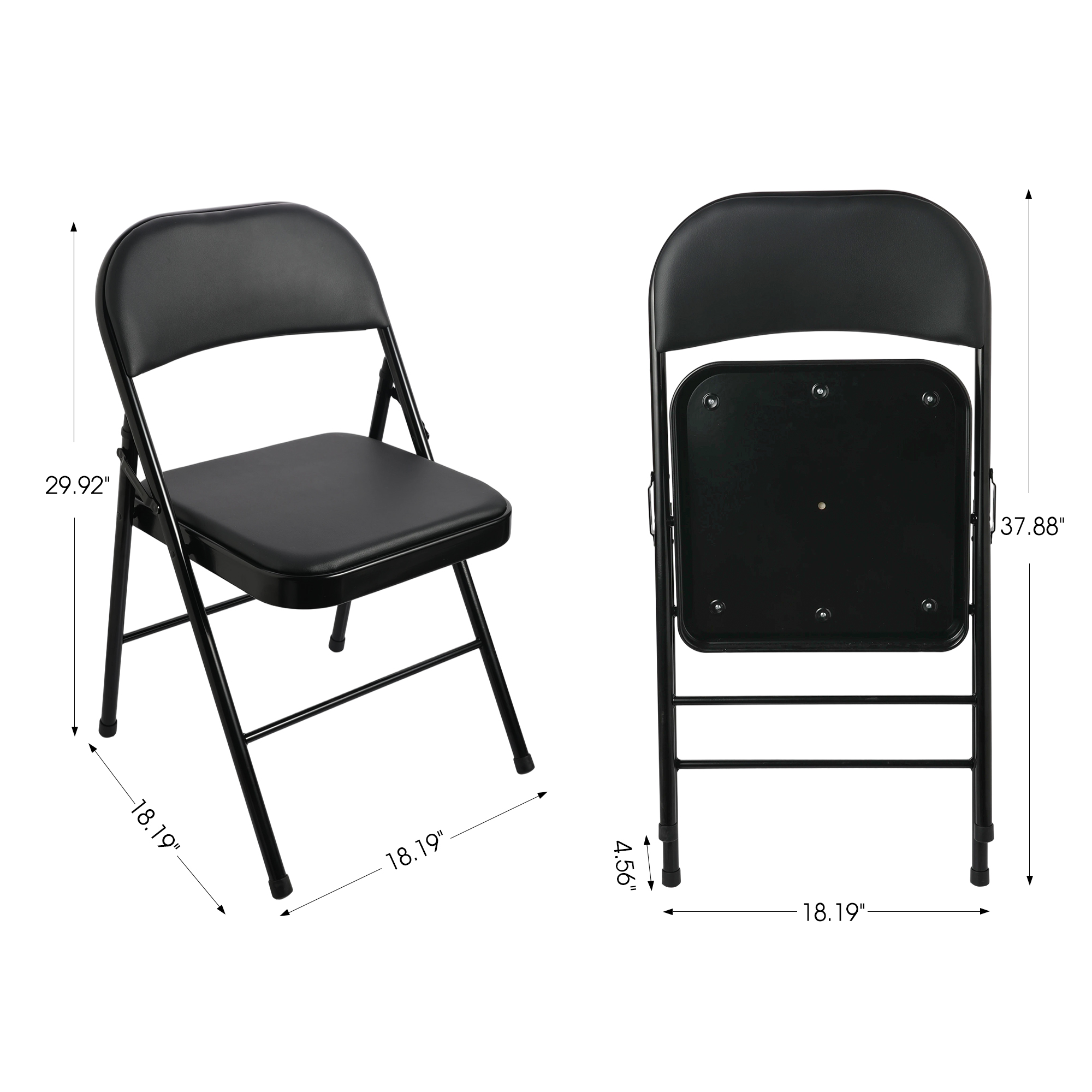 Mainstays Deluxe Vinyl Padded Folding Chair, Black, Set of 4 photo 8