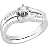 1/4 Carat T.W. Round and Baguette Diamond Bridal Ring Set in Sterling Silver