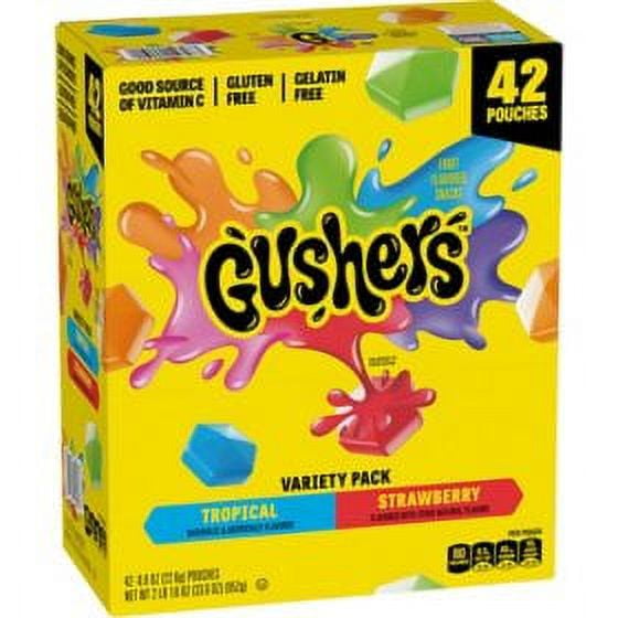 Gushers Strawberry & Tropical Variety Pack Snacks, 0.8 oz., 42 count.pack of 2