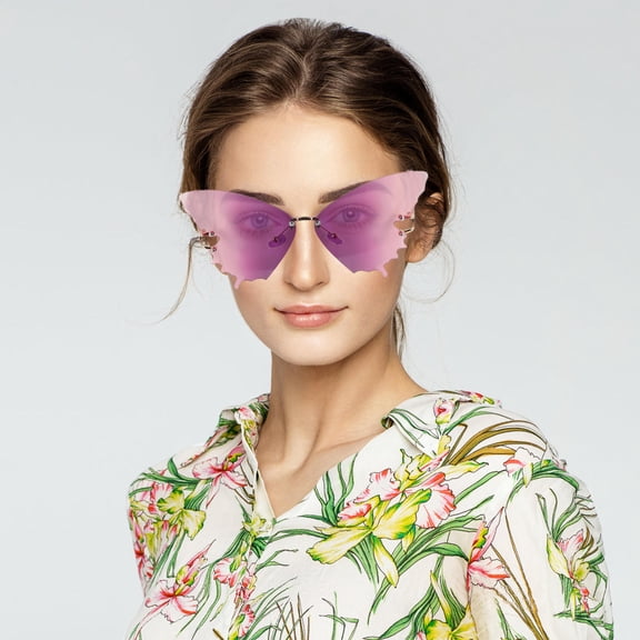 Milisten 2-Pack Hawaii Party Sunglasses for Women, UV , Rimless Irregular Design, Assorted Colors, Back to School Accessory