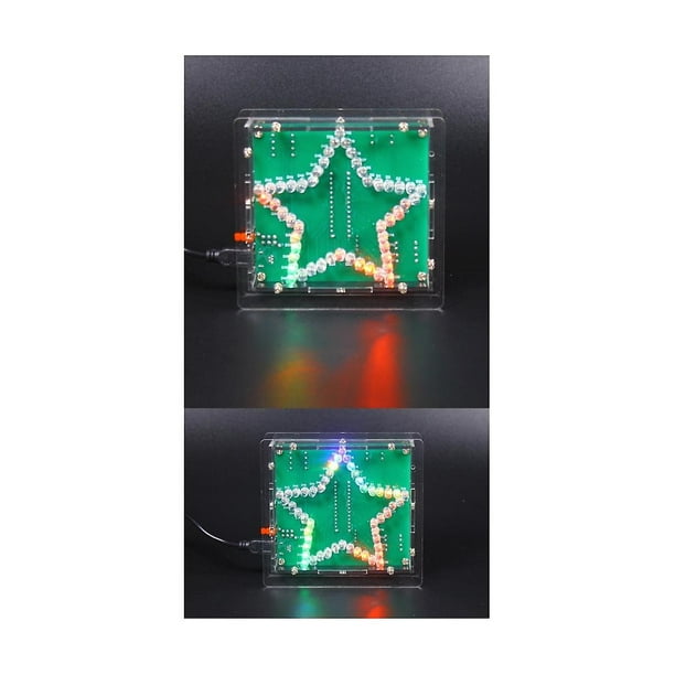 Kit electrónico de bricolaje DENGXMXG soldadura placa de circuito luz LED intermitente estrella de cinco puntas colores