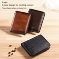 thumbnail image 4 of Genuine Leather Men Wallet Small ID Credit Card Holder Trifold Pocket Retro Bifold Short Multi-Function Purse Money Gray Blue Two-folding, 4 of 9