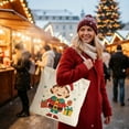 thumbnail image 5 of Gumesh Santa Claus Christmas Tote Bag - Reusable Canvas Gift Sack for Eve Apples, Holiday Presents & Party Favors, Large Shopping Tote with Print, 5 of 6