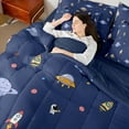 thumbnail image 4 of jejeloiu Space Astronaut Planet 7-Piece Twin Bedding Sets,Cartoon Rocket Aircraft Bedding Comforter Set For Teens Reversible, 4 of 8