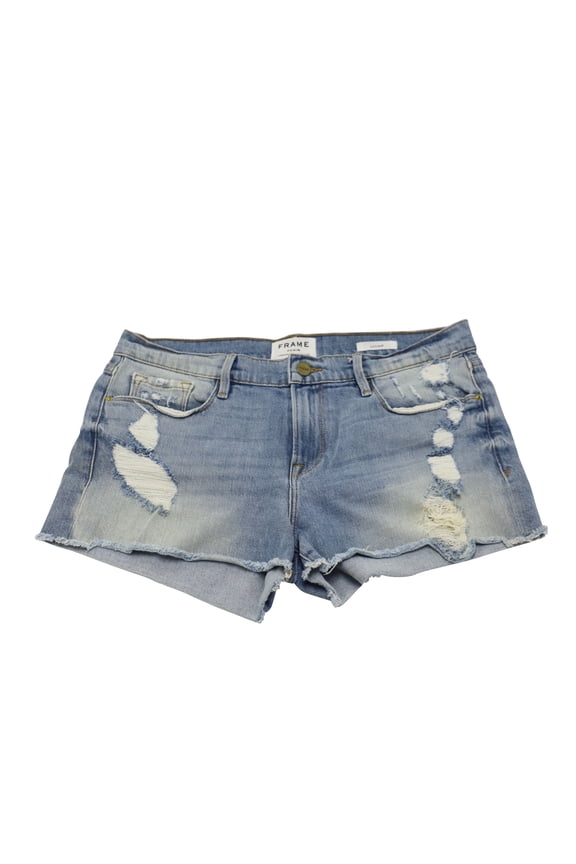 Pre-Owned Frame Le Cutoff Denim Shorts in Light Blue Cotton