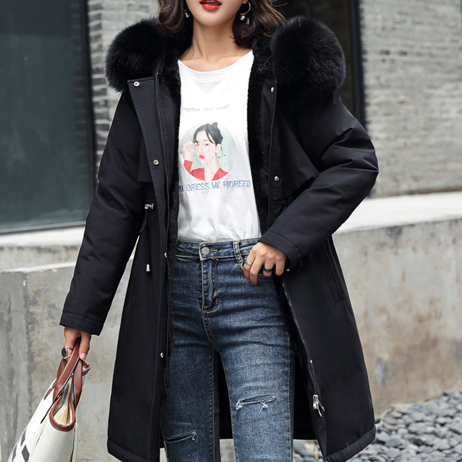 Aboser Warm Parka Jackets for Women Winter Fleece Jacket Coat with Faux Fur  Hood Ladies Overcoats Casual Sherpa Lined Coats Fashion Waist Midi Jacket -  Walmart.ca