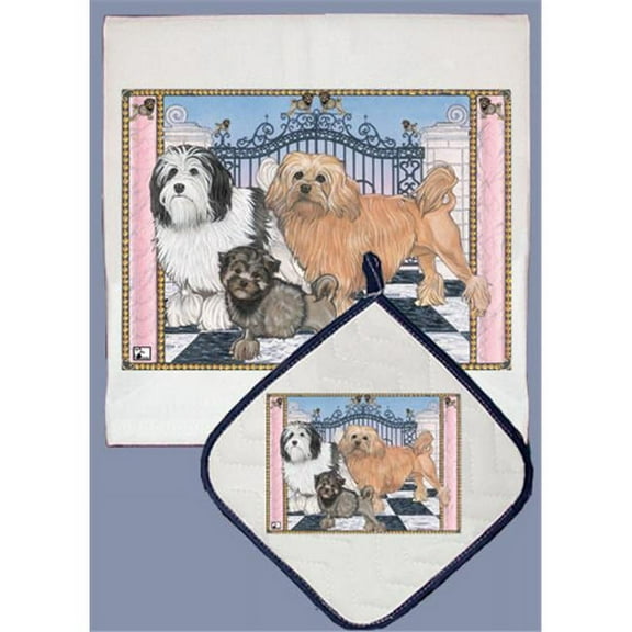 Dish Towel and Pot Holder Set - Lowchen