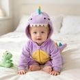 thumbnail image 5 of Toddler Dinosaur Hooded Romper Halloween Dinosaur Dress Up Outfits (Purple), 5 of 8