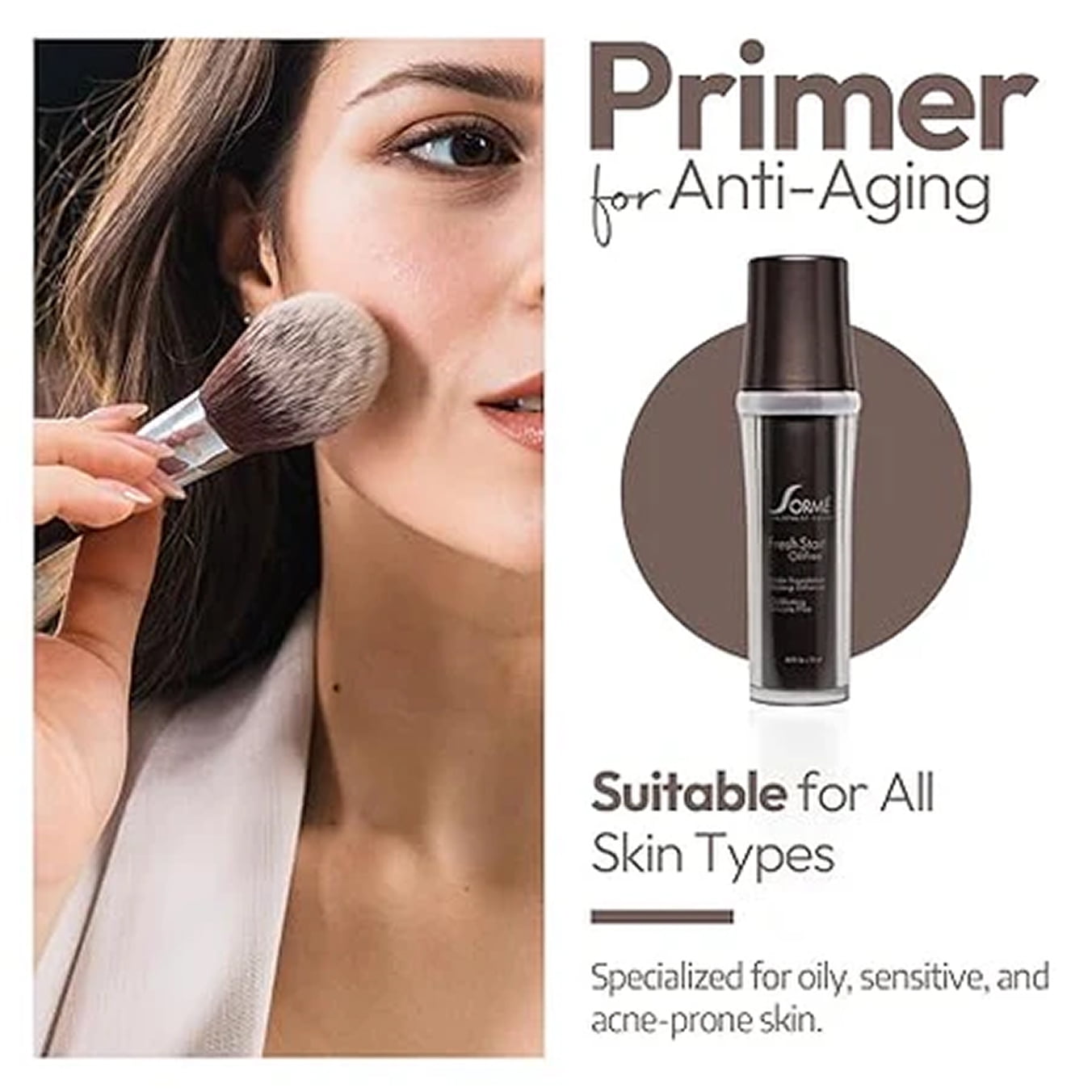 Sorme Fresh Start Under Foundation Makeup Enhancer,  Anti-Aging Face Primer for Mature Skin, Hydrating Primer with Dermaxyl, Vitamins A, C & E, Makeup Base for Normal, Dry & Sensitive Skin (25ml)